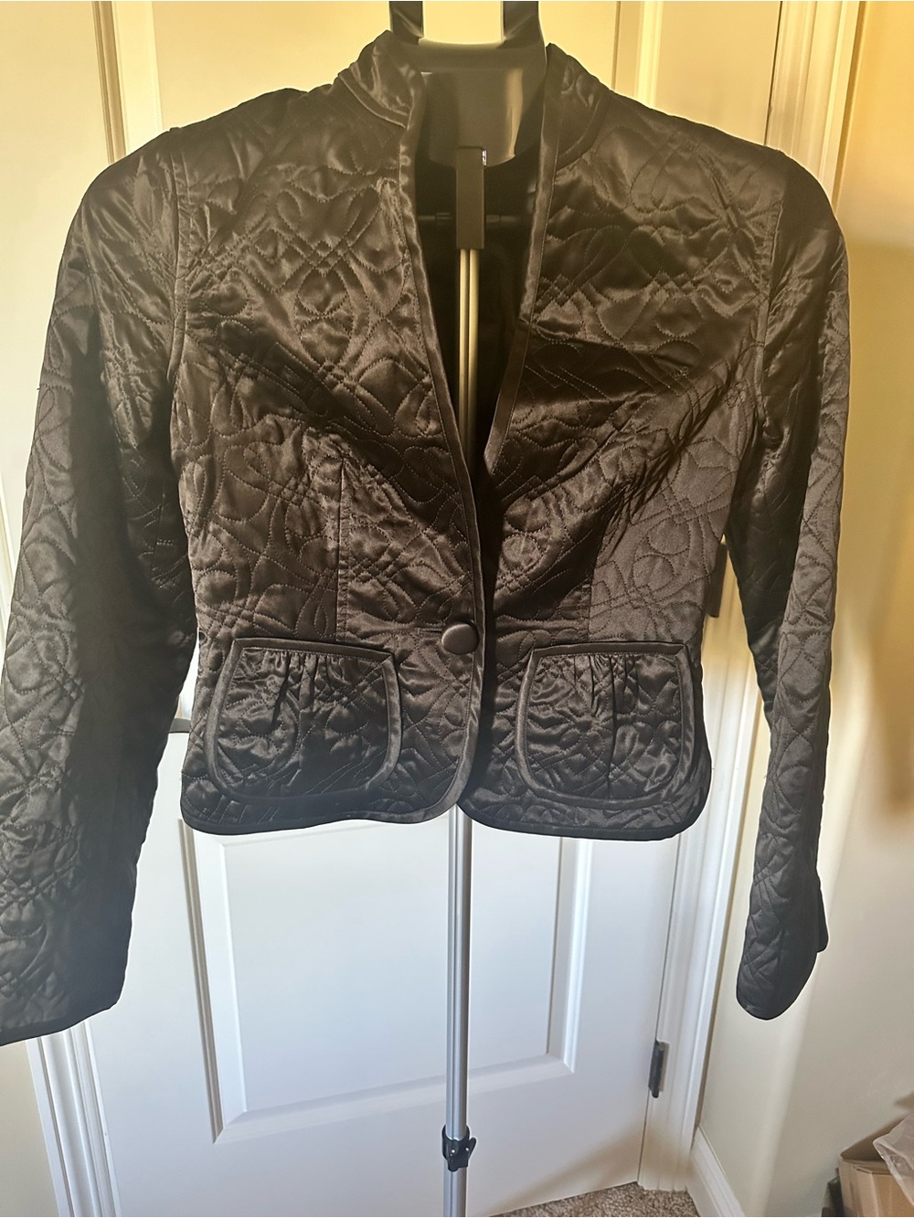 Quilted 100% Silk Espresso Brown Women's Jacket